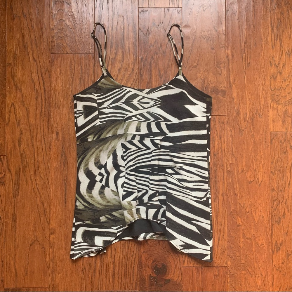 PJK Patterson J. Kincaid Black Animal Print Shift Top with Beaded Strap | Size S - Picture 5 of 11